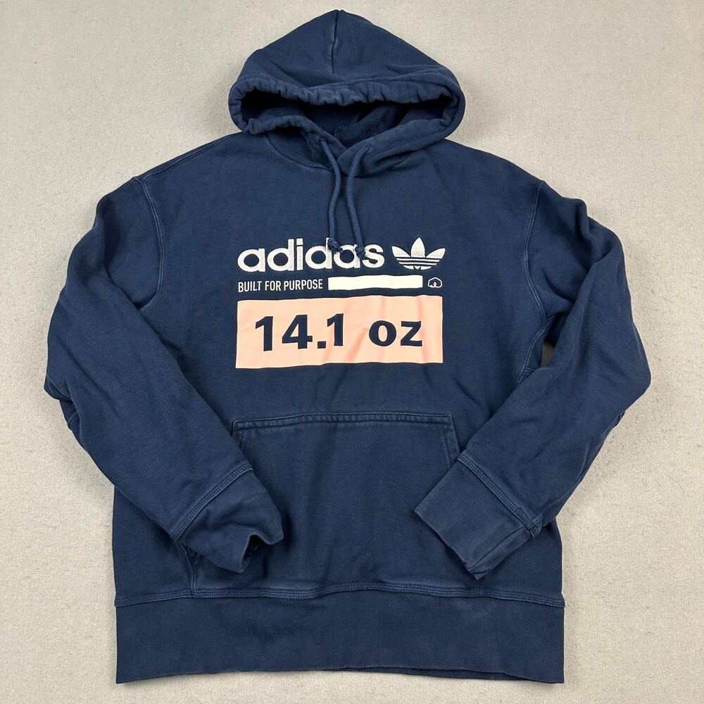 Adidas Hoodie Men Small Navy Blue Pink Solid Built For Purpose Trefoil Graphic S